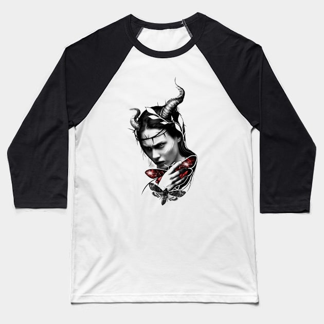 Devil girl Baseball T-Shirt by TattooShirts